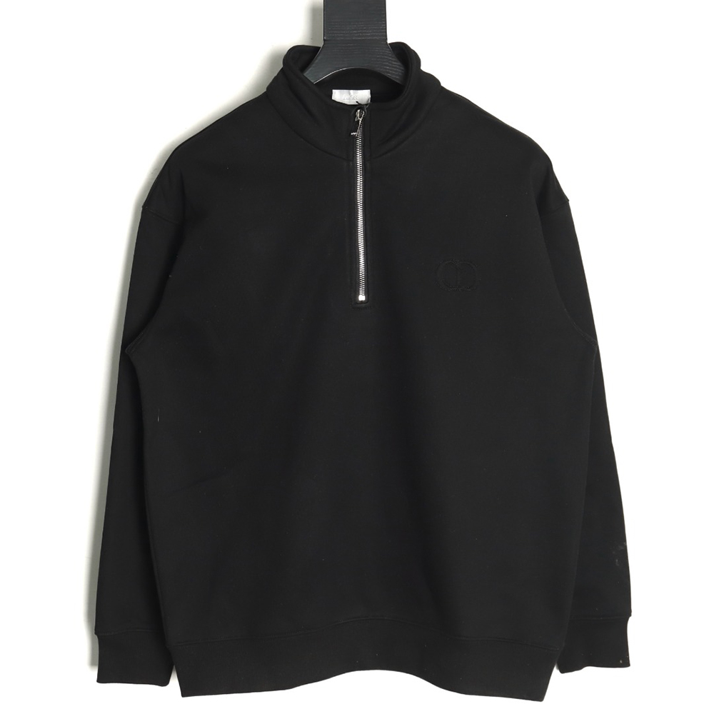 Dior Circular Embroidery Half Zip Stand Collar Sweatshirt TSK2