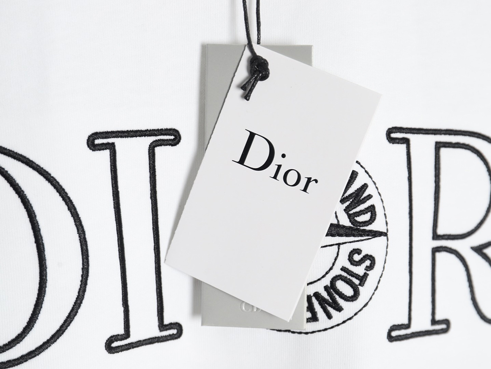 Dior & Stone island co-branded embroidered logo short-sleeved T-shirt