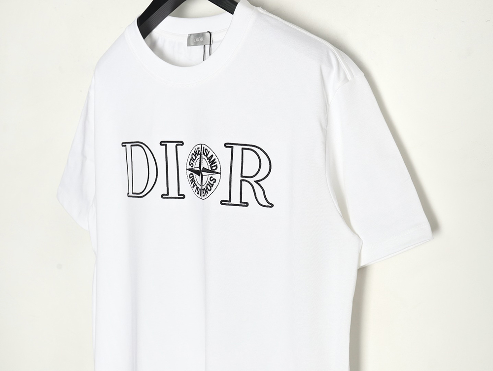 Dior & Stone island co-branded embroidered logo short-sleeved T-shirt