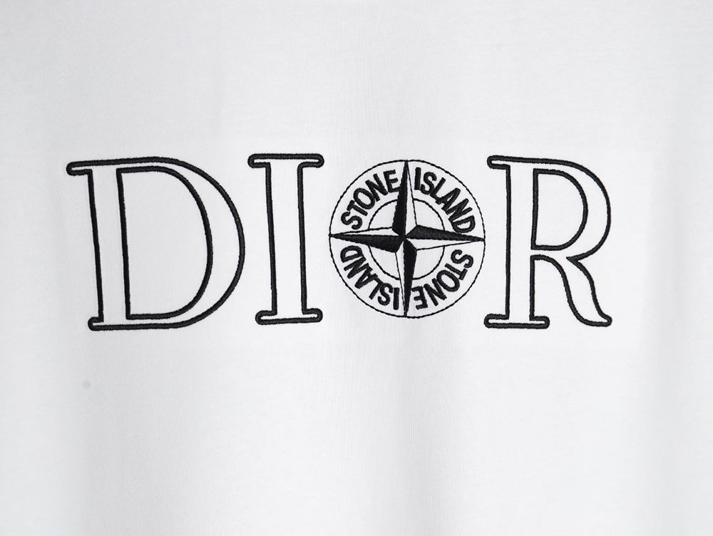 Dior & Stone island co-branded embroidered logo short-sleeved T-shirt