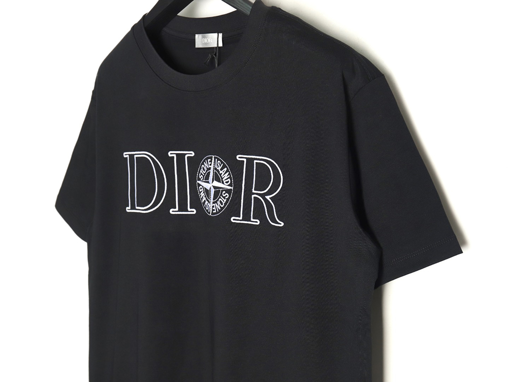 Dior & Stone island co-branded embroidered logo short-sleeved T-shirt TSK1