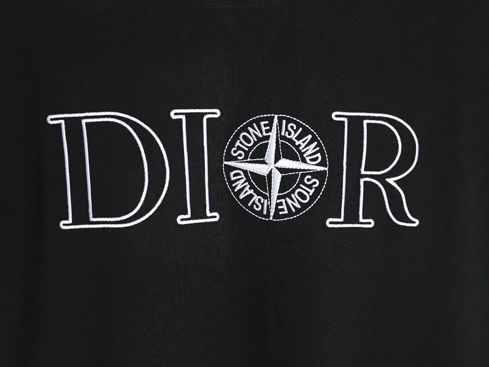 Dior & Stone island co-branded embroidered logo short-sleeved T-shirt TSK1