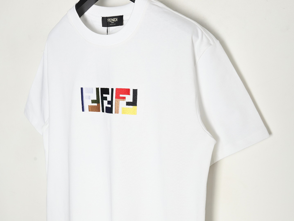 Fendi colorful embroidered ff letter pattern short-sleeved T-shirt