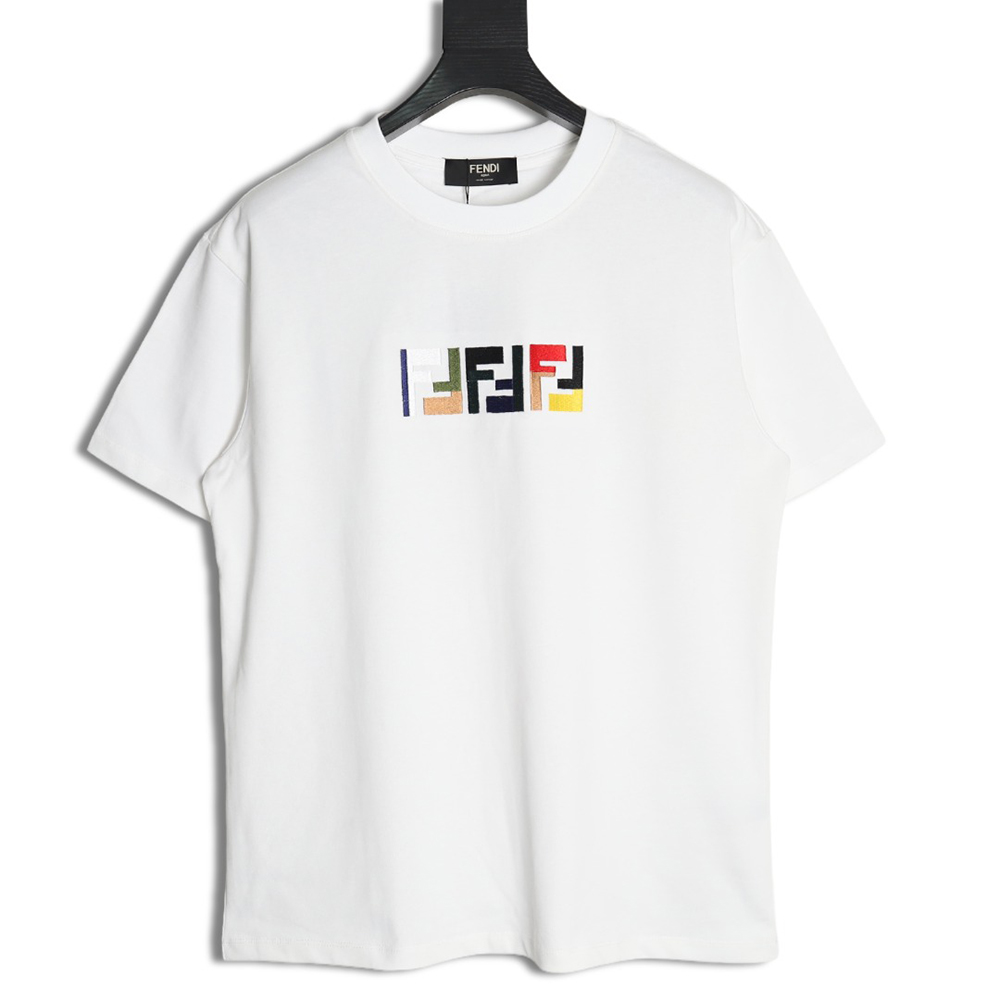 Fendi colorful embroidered ff letter pattern short-sleeved T-shirt