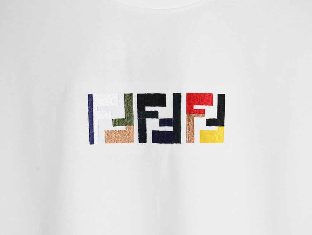 Fendi colorful embroidered ff letter pattern short-sleeved T-shirt