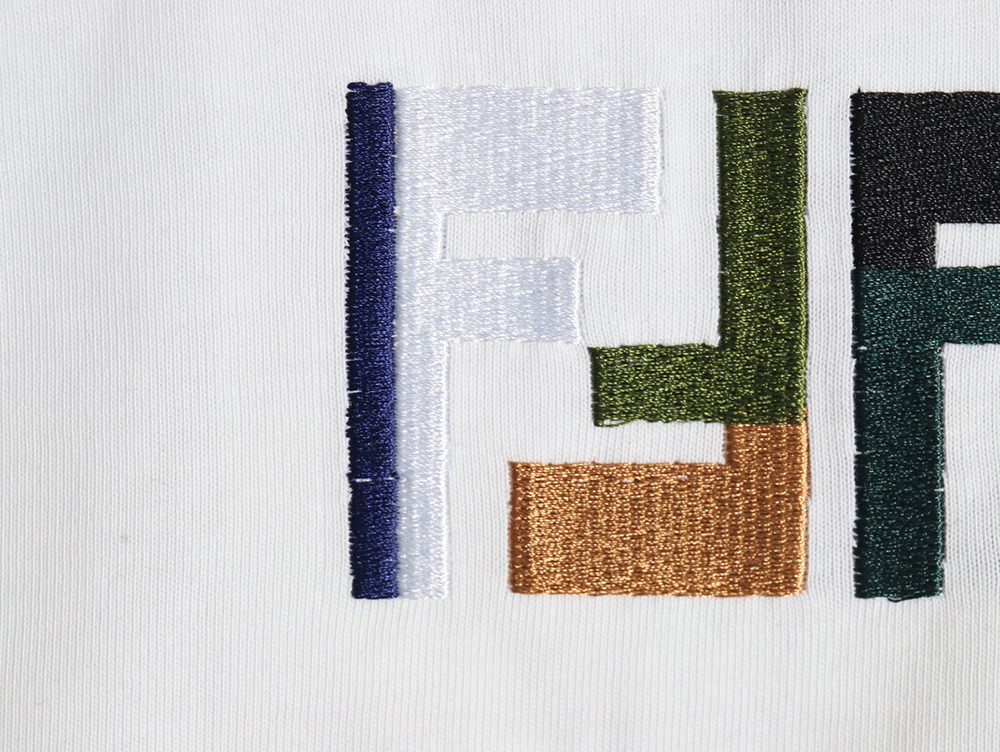 Fendi colorful embroidered ff letter pattern short-sleeved T-shirt