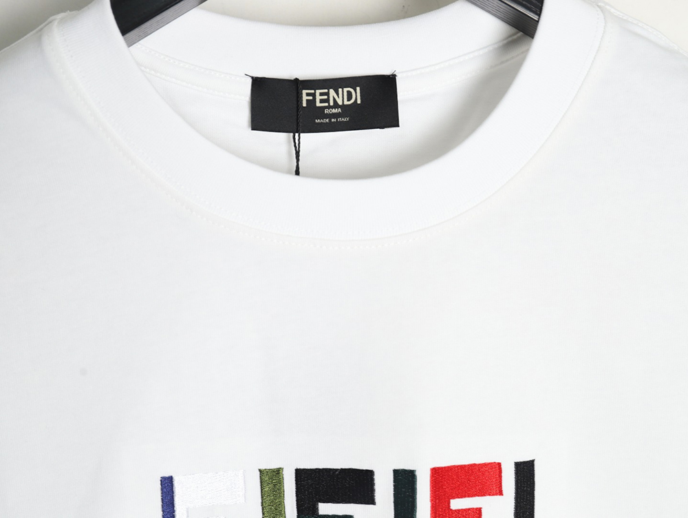 Fendi colorful embroidered ff letter pattern short-sleeved T-shirt