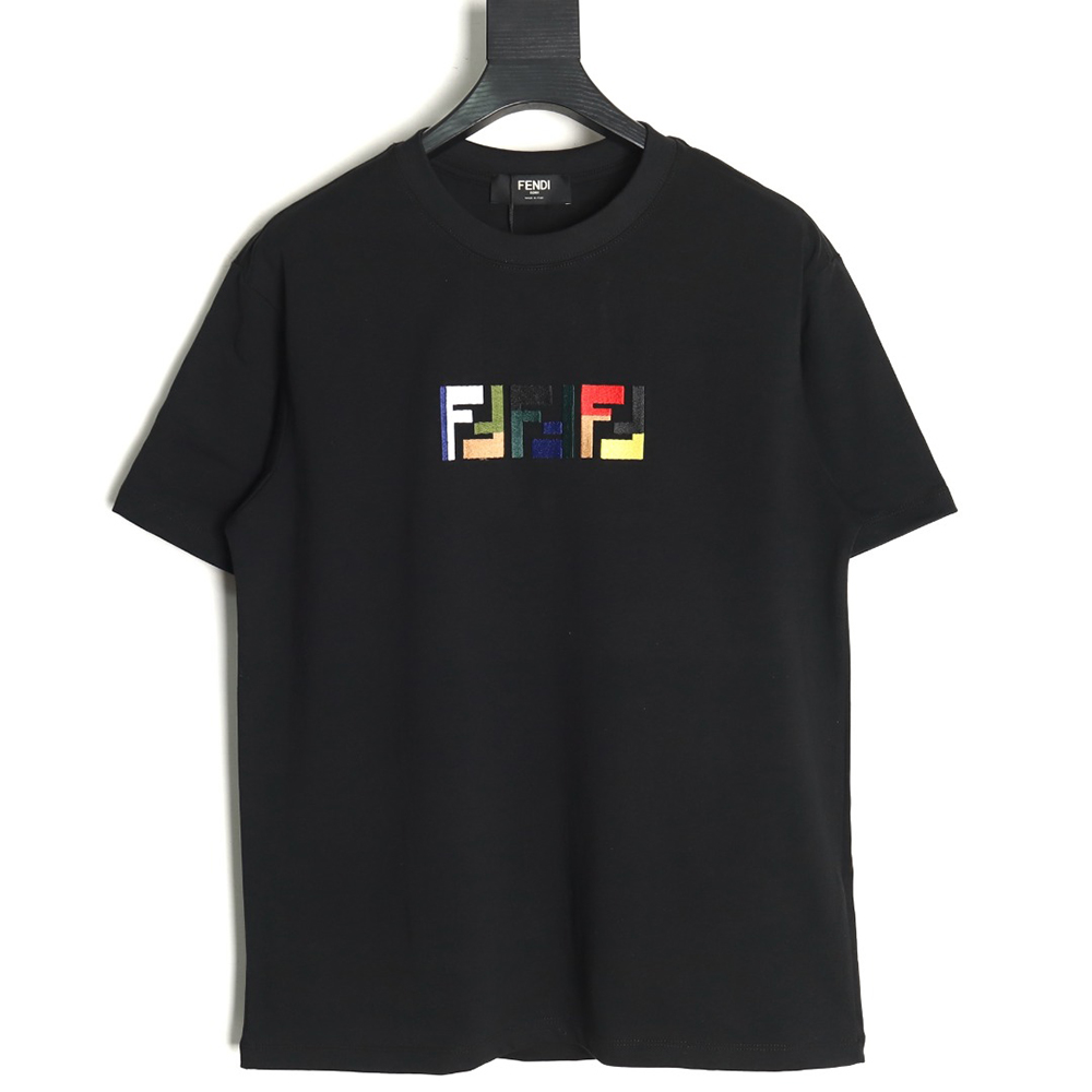 Fendi colorful embroidered ff letter pattern short-sleeved T-shirt TSK1