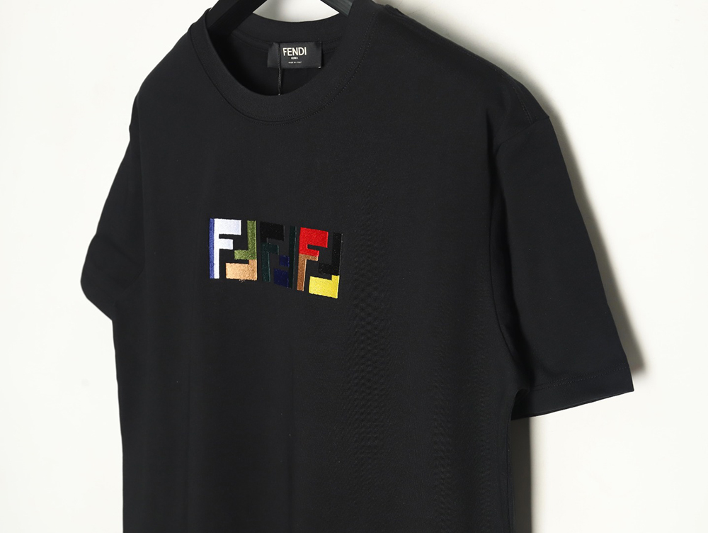 Fendi colorful embroidered ff letter pattern short-sleeved T-shirt TSK1