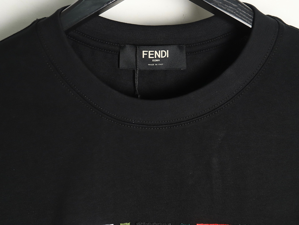 Fendi colorful embroidered ff letter pattern short-sleeved T-shirt TSK1
