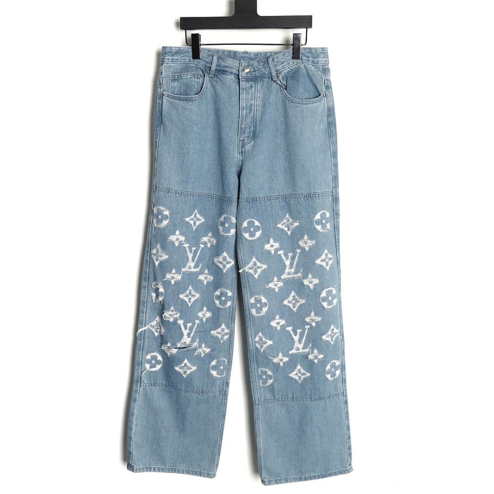 Louis Vuitton washed ripped jeans