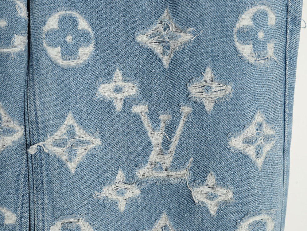 Louis Vuitton washed ripped jeans