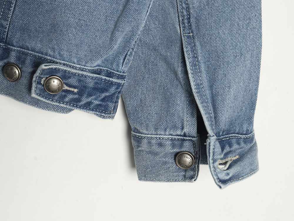 Louis Vuitton laser-positioned LoGo distressed denim jacket