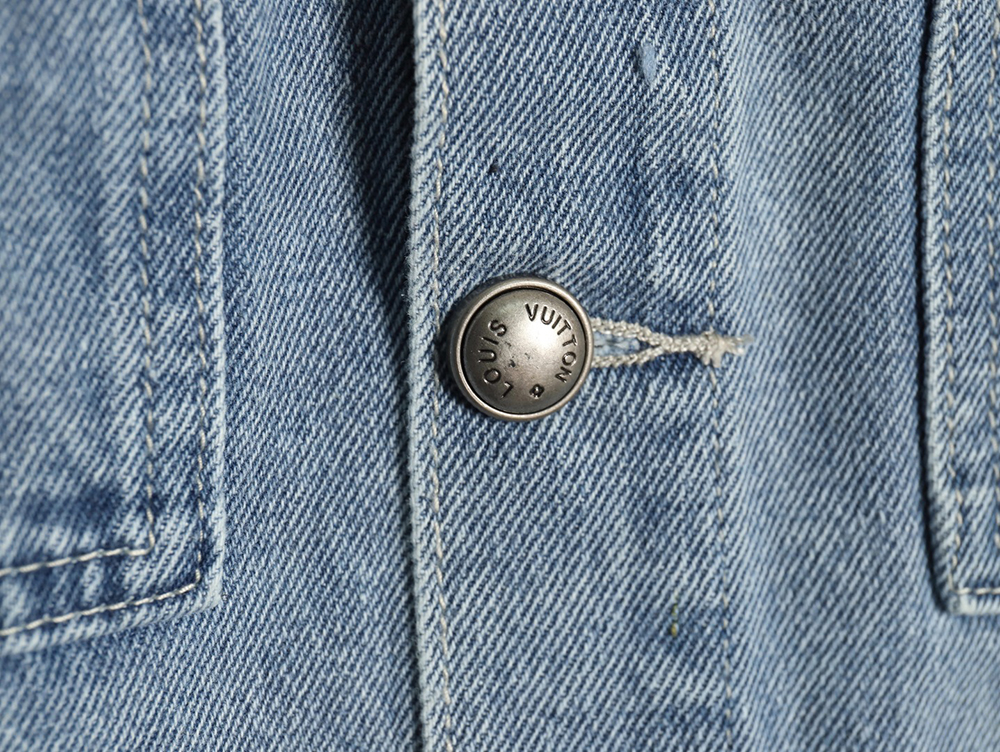 Louis Vuitton laser-positioned LoGo distressed denim jacket