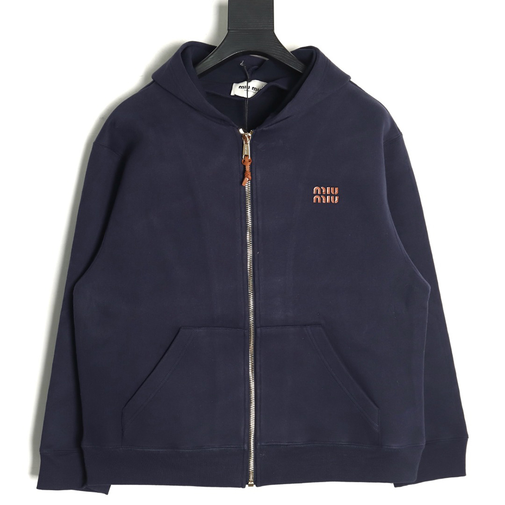 Miu Miu embroidered logo air cotton zip-up jacket