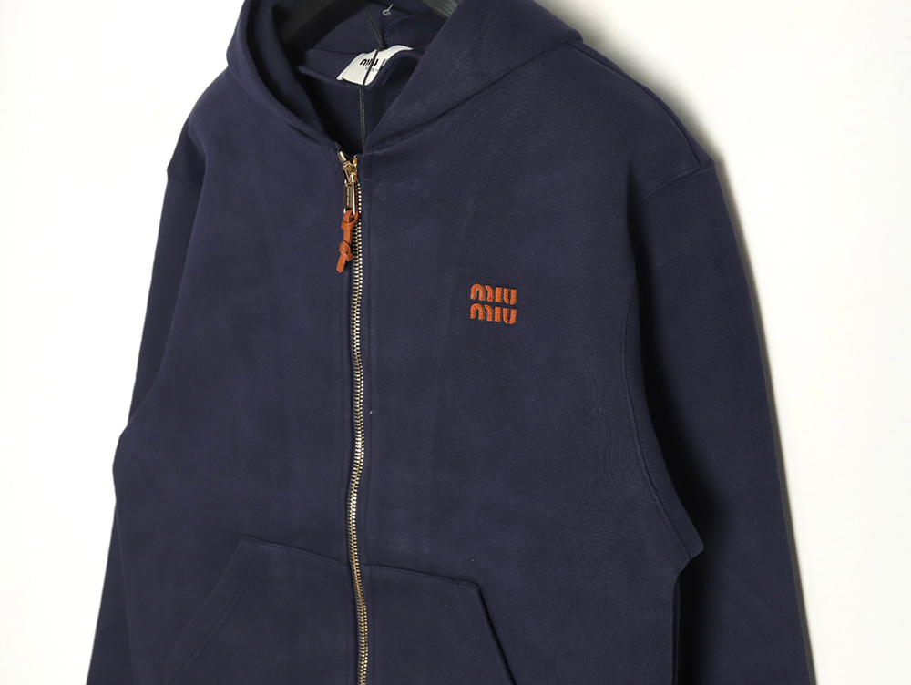 Miu Miu embroidered logo air cotton zip-up jacket