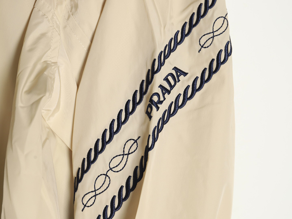 Prada Embroidered Logo Zip-Up Jacket