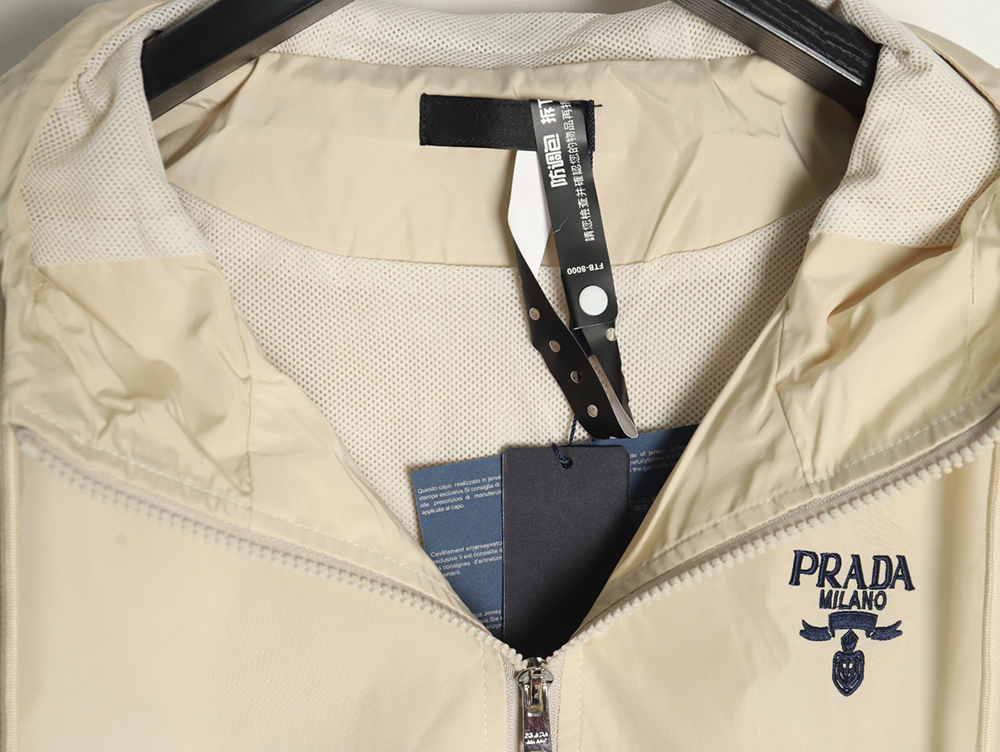 Prada Embroidered Logo Zip-Up Jacket