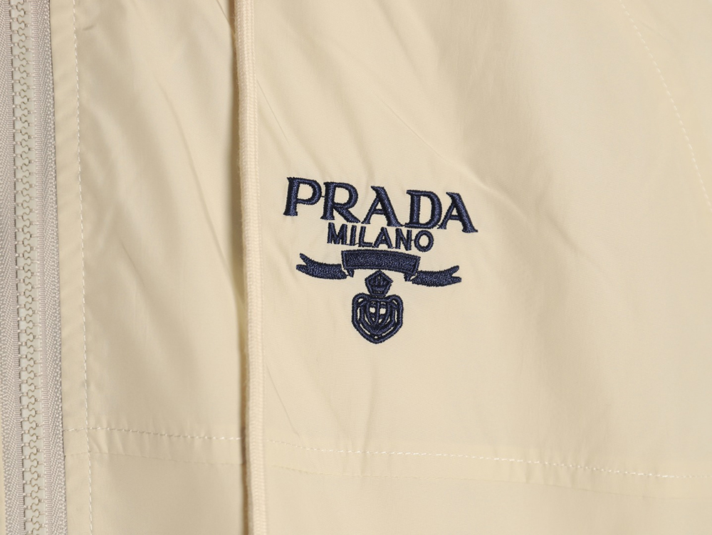 Prada Embroidered Logo Zip-Up Jacket