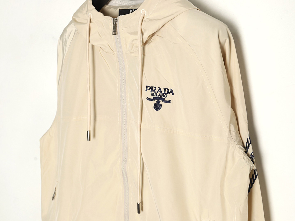 Prada Embroidered Logo Zip-Up Jacket