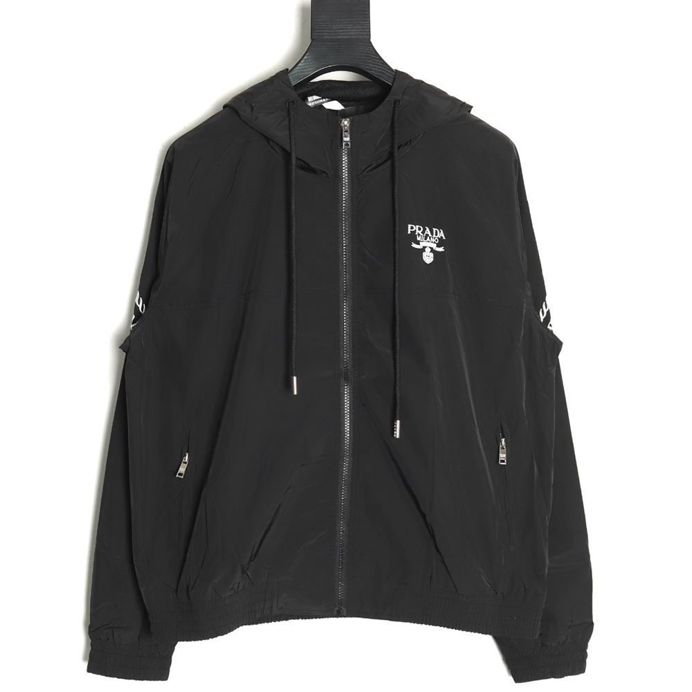 Prada Embroidered Logo Zip-Up Jacket TSK1