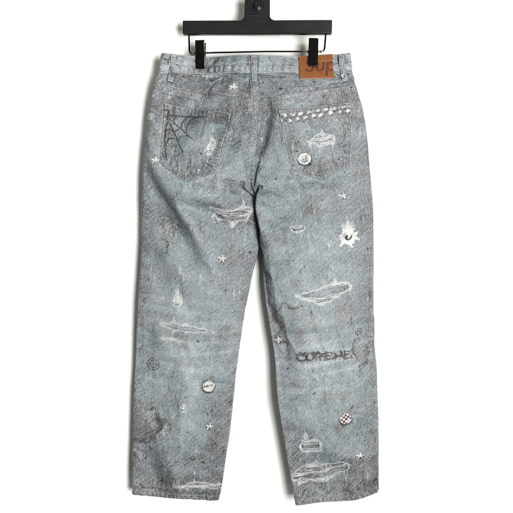 Supreme & HJR joint trompe l’oeil graffiti printed jeans