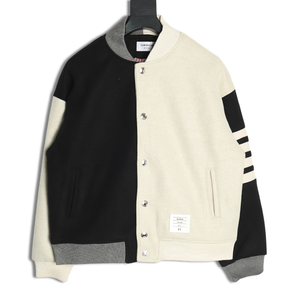 Thom Browne patchwork 4-bar baseball jersey jacket TSK1