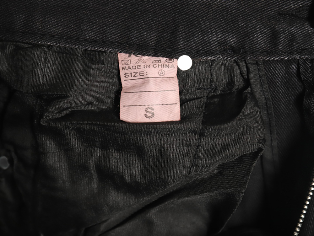 We11 Done embroidered lettering ripped washed denim wide-leg pants
