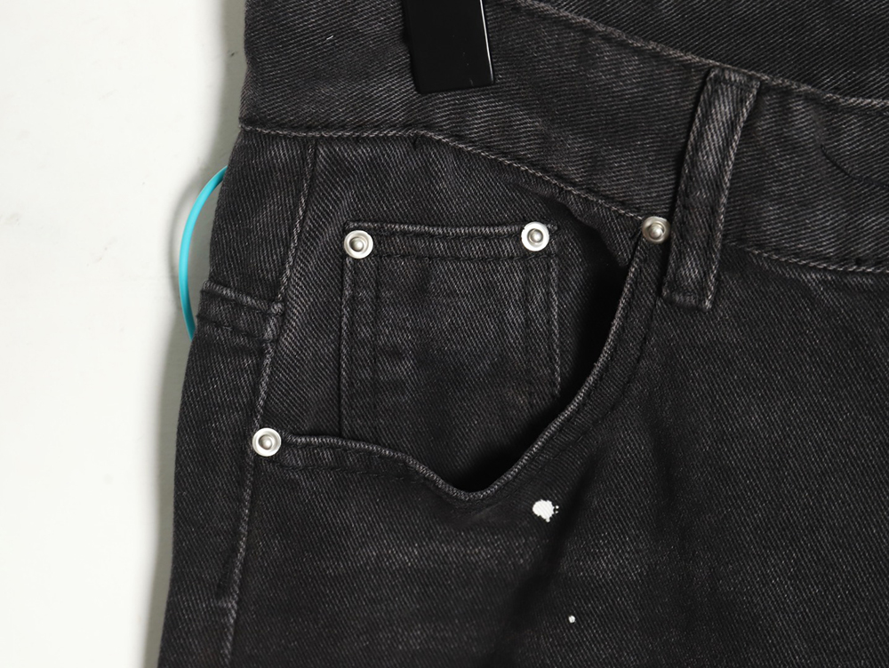 We11 Done embroidered lettering ripped washed denim wide-leg pants