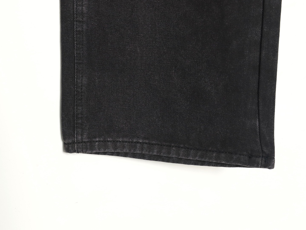 We11 Done embroidered lettering ripped washed denim wide-leg pants