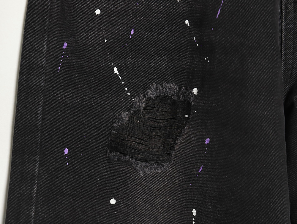 We11 Done embroidered lettering ripped washed denim wide-leg pants