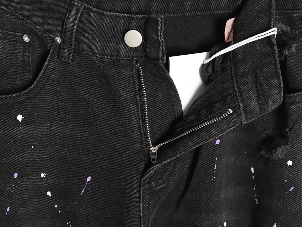 We11 Done embroidered lettering ripped washed denim wide-leg pants