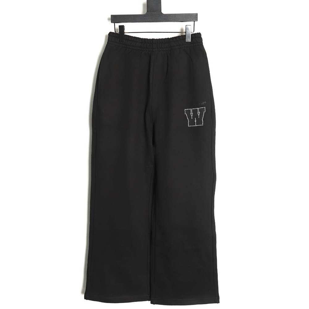 We11 Done Pearl LOGO Rhinestone Casual Pants