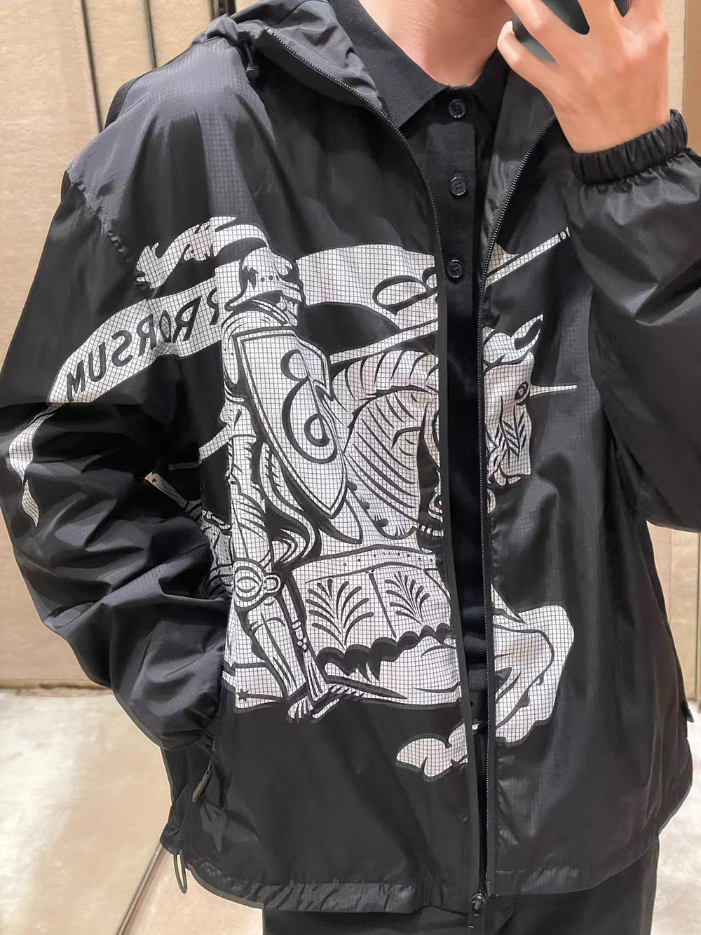 Burberry Equestrian Rider Logo Nylon Jacket