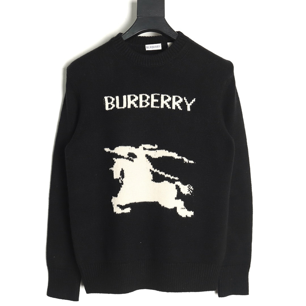 Burberry Equestrian Knight Logo Cashmere Blend Crew Neck Sweater TSK1