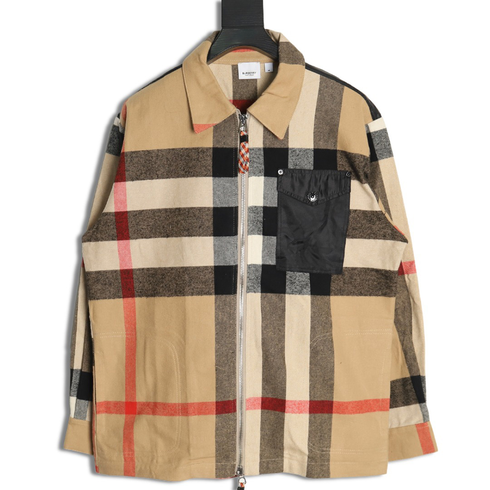 Burberry paneled plaid shirt jacket