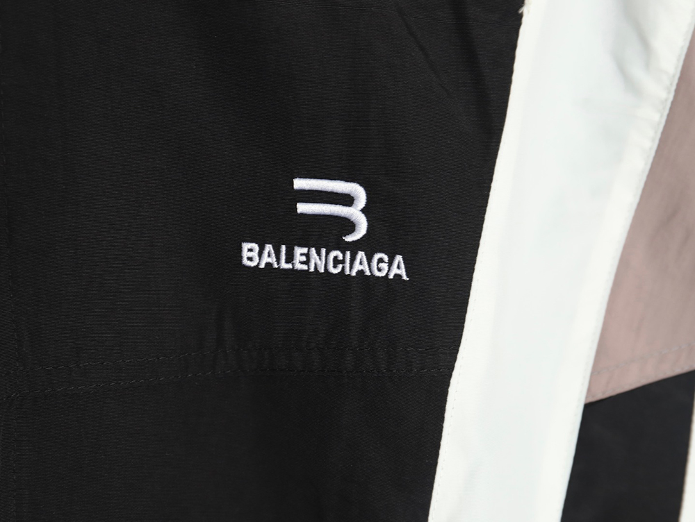 Balenciaga double hook embroidery color block stand collar jacket