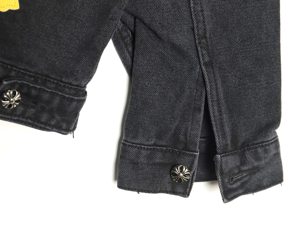 Chrome Hearts yellow and white leather cross denim jacket coat