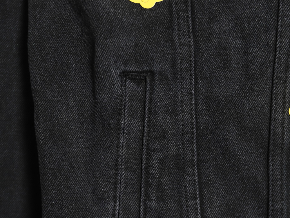 Chrome Hearts yellow and white leather cross denim jacket coat