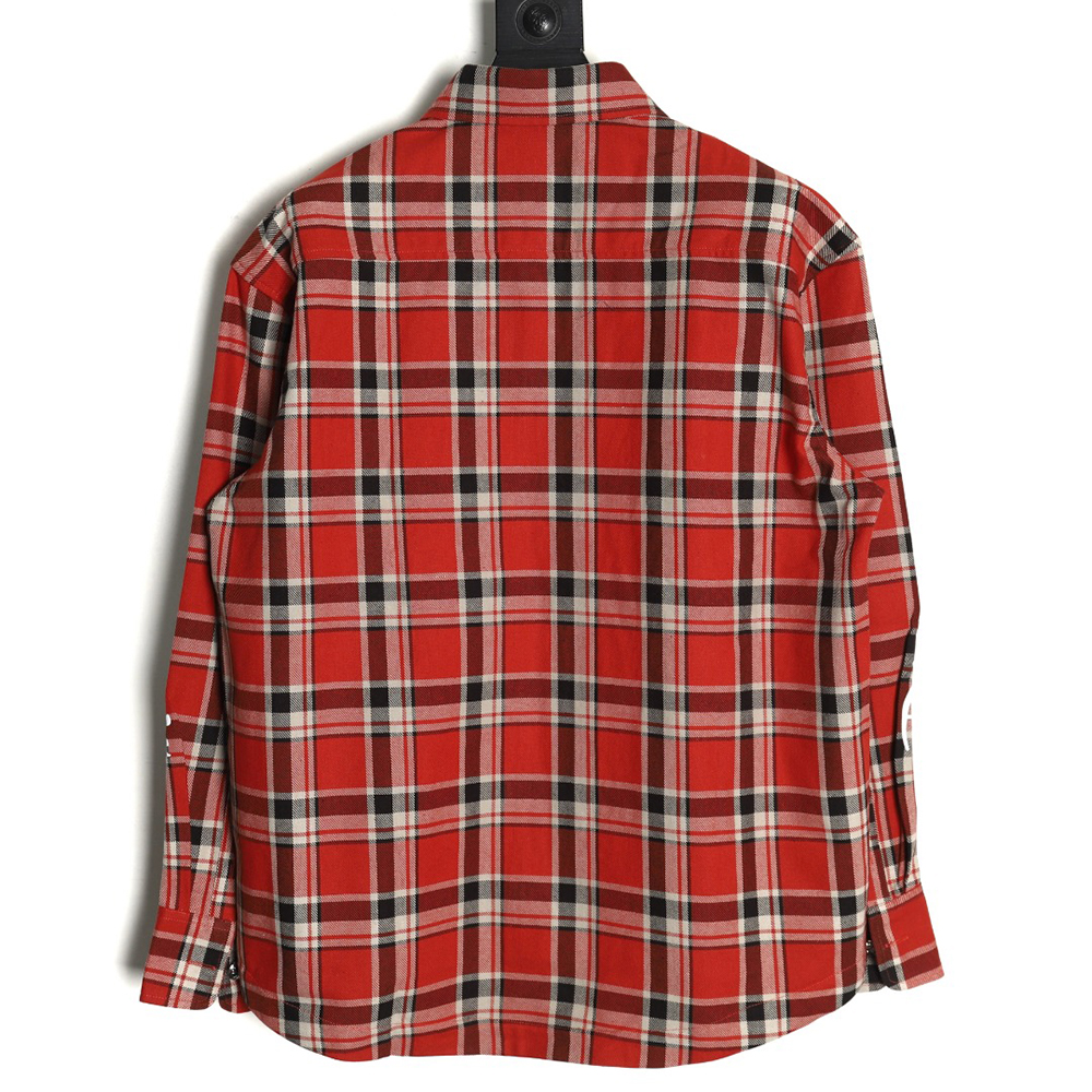 Chrome Hearts Striped Plaid Stitching Silver Button Cardigan Shirt