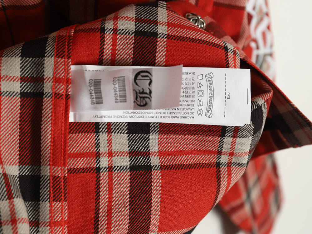Chrome Hearts Striped Plaid Stitching Silver Button Cardigan Shirt