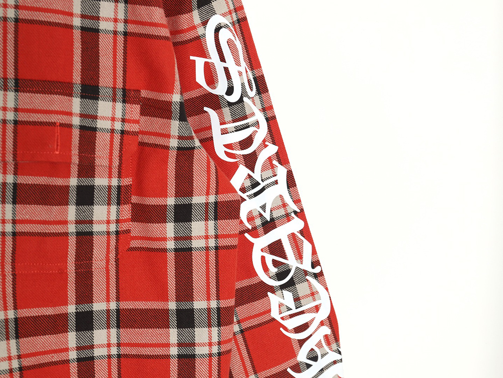 Chrome Hearts Striped Plaid Stitching Silver Button Cardigan Shirt