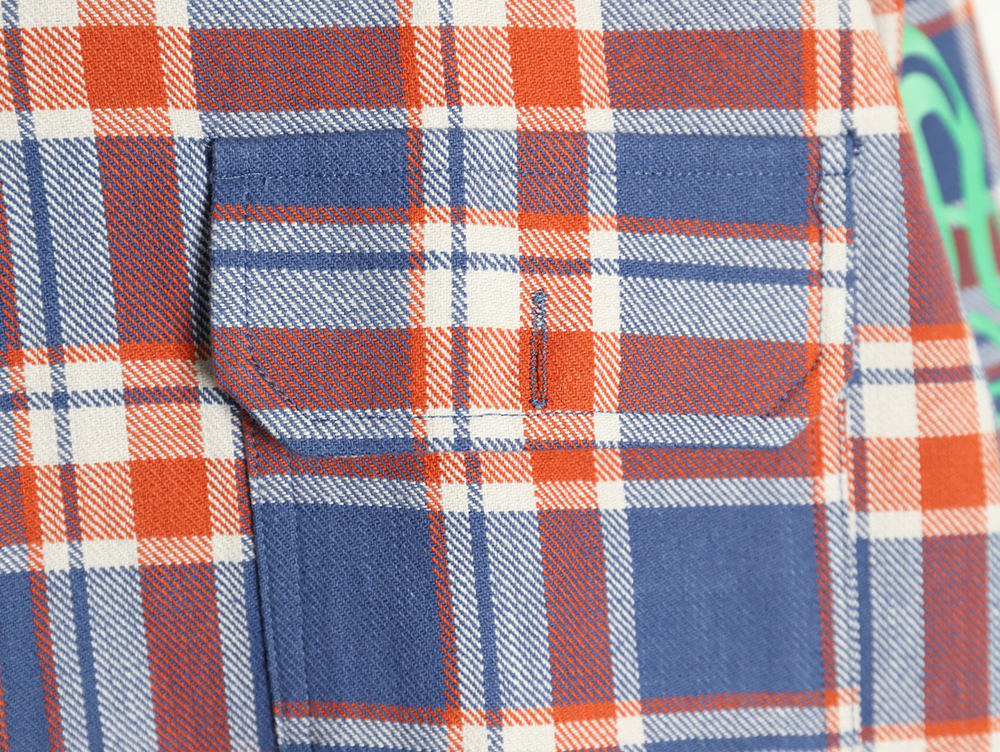 Chrome Hearts Striped Plaid Stitching Silver Button Cardigan Shirt TSK1