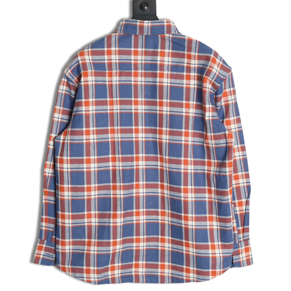 Chrome Hearts Striped Plaid Stitching Silver Button Cardigan Shirt TSK1