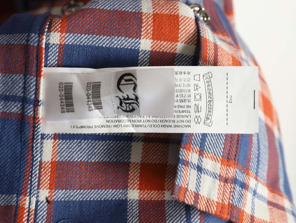 Chrome Hearts Striped Plaid Stitching Silver Button Cardigan Shirt TSK1