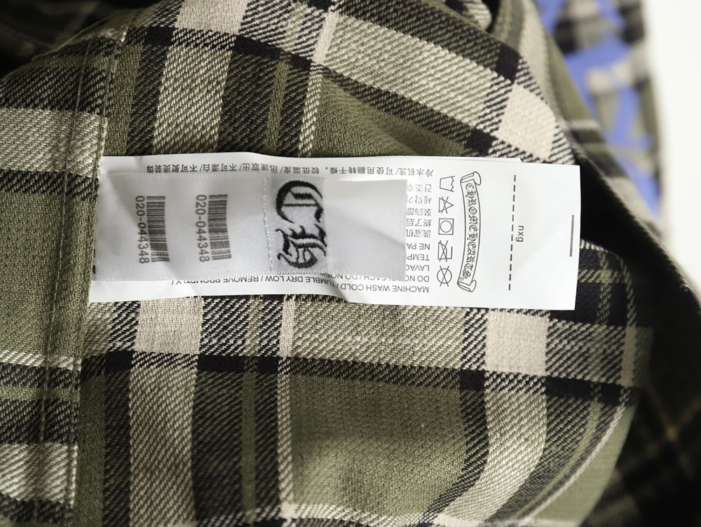 Chrome Hearts Striped Plaid Stitching Silver Button Cardigan Shirt TSK2