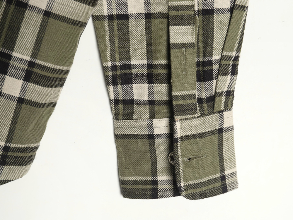 Chrome Hearts Striped Plaid Stitching Silver Button Cardigan Shirt TSK2