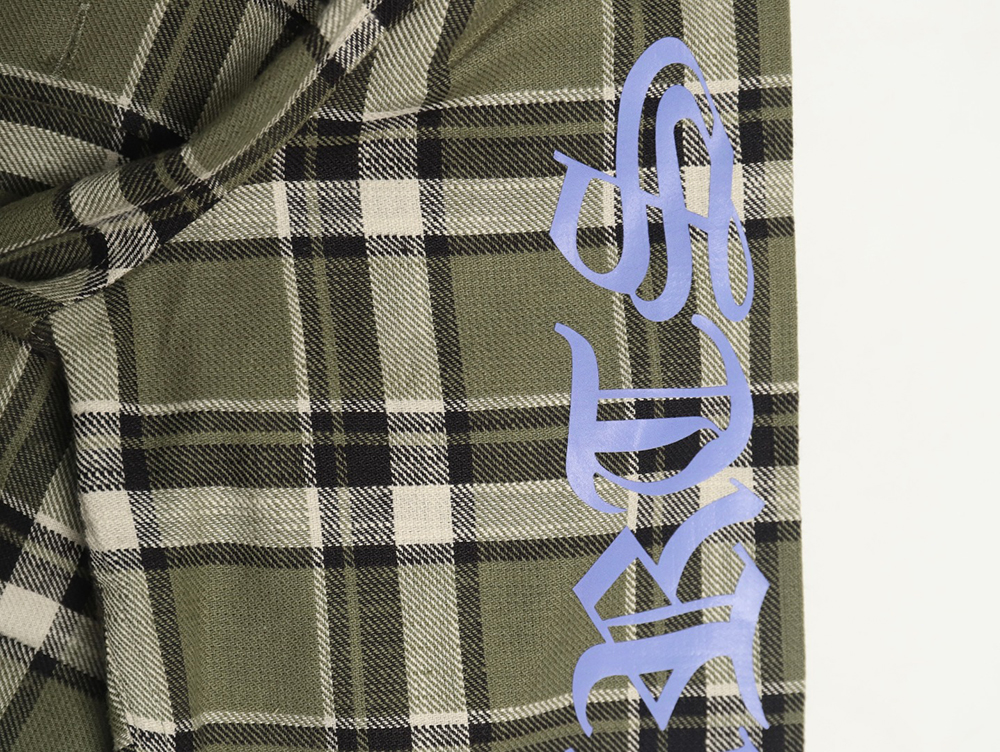 Chrome Hearts Striped Plaid Stitching Silver Button Cardigan Shirt TSK2