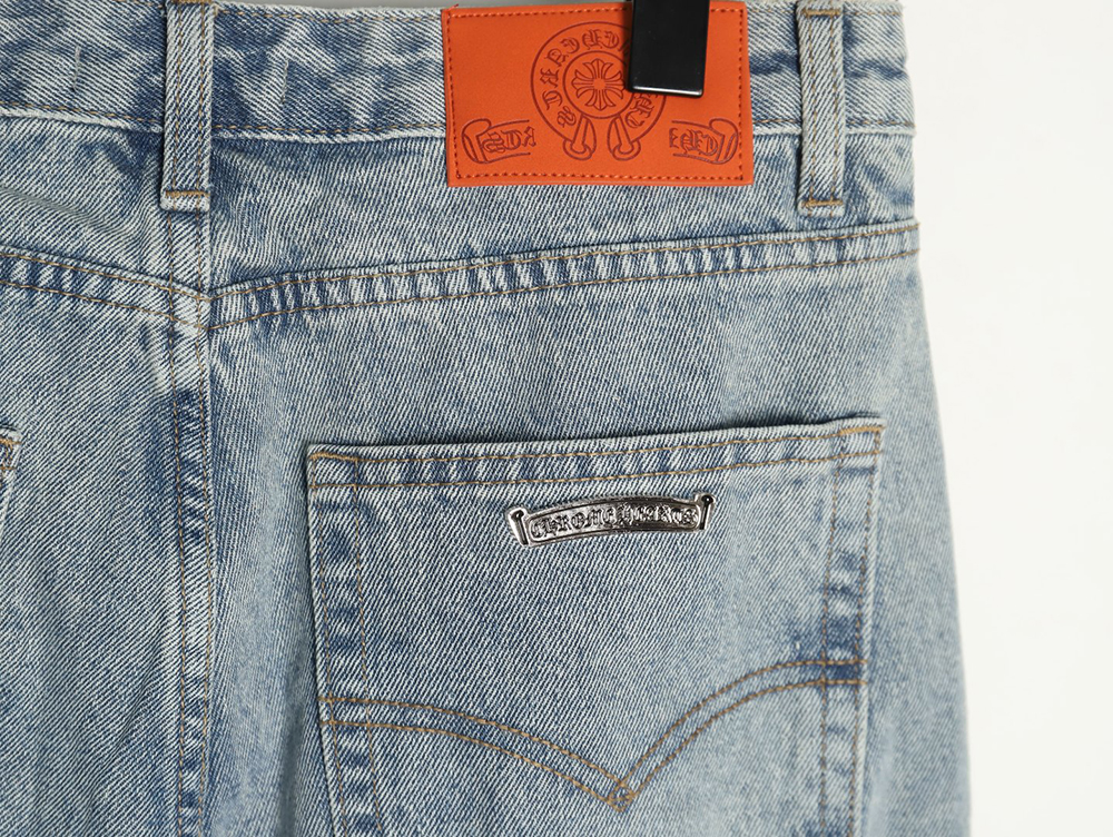 Chrome Hearts Flared Destroyed Leather Jeans