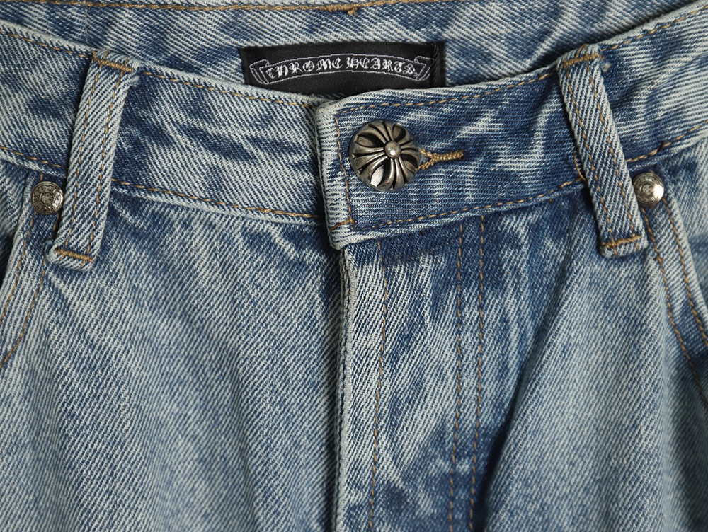 Chrome Hearts Flared Destroyed Leather Jeans